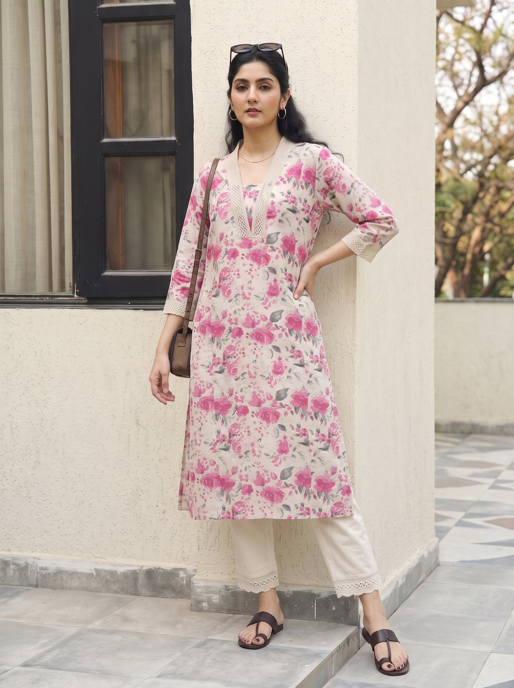 Inaaya Pink Kurta Set styled view 6 – The Suitable