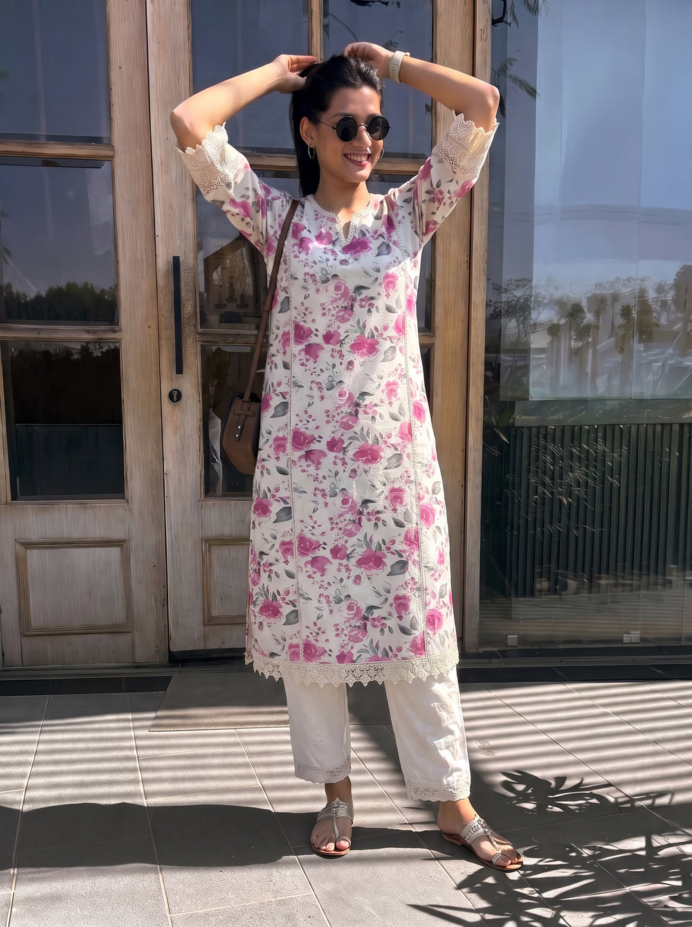 Amaya Pink Kurta Set styled view 6 – The Suitable