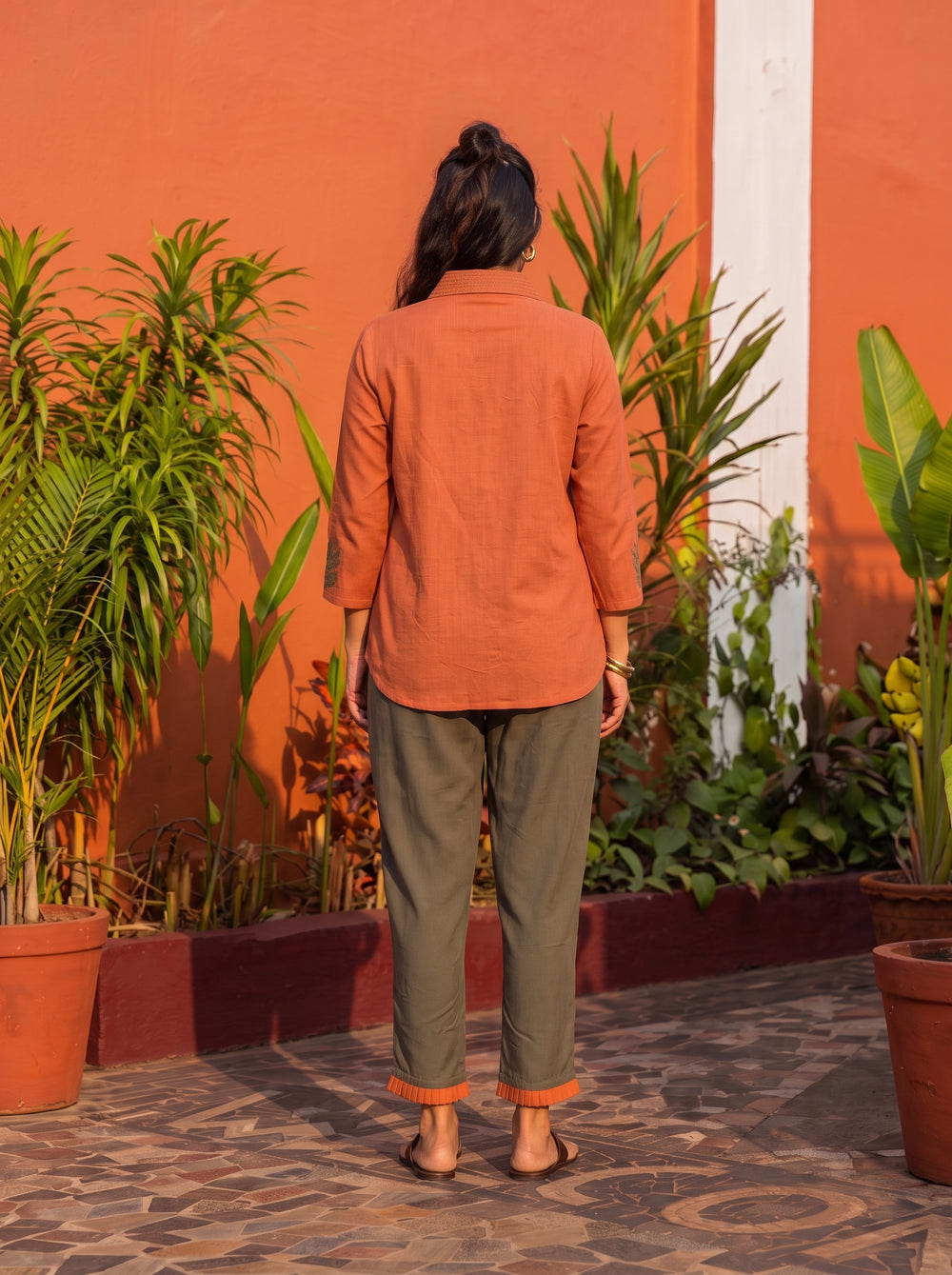 Riva Rust Orange Co-Ord Set back view – The Suitable