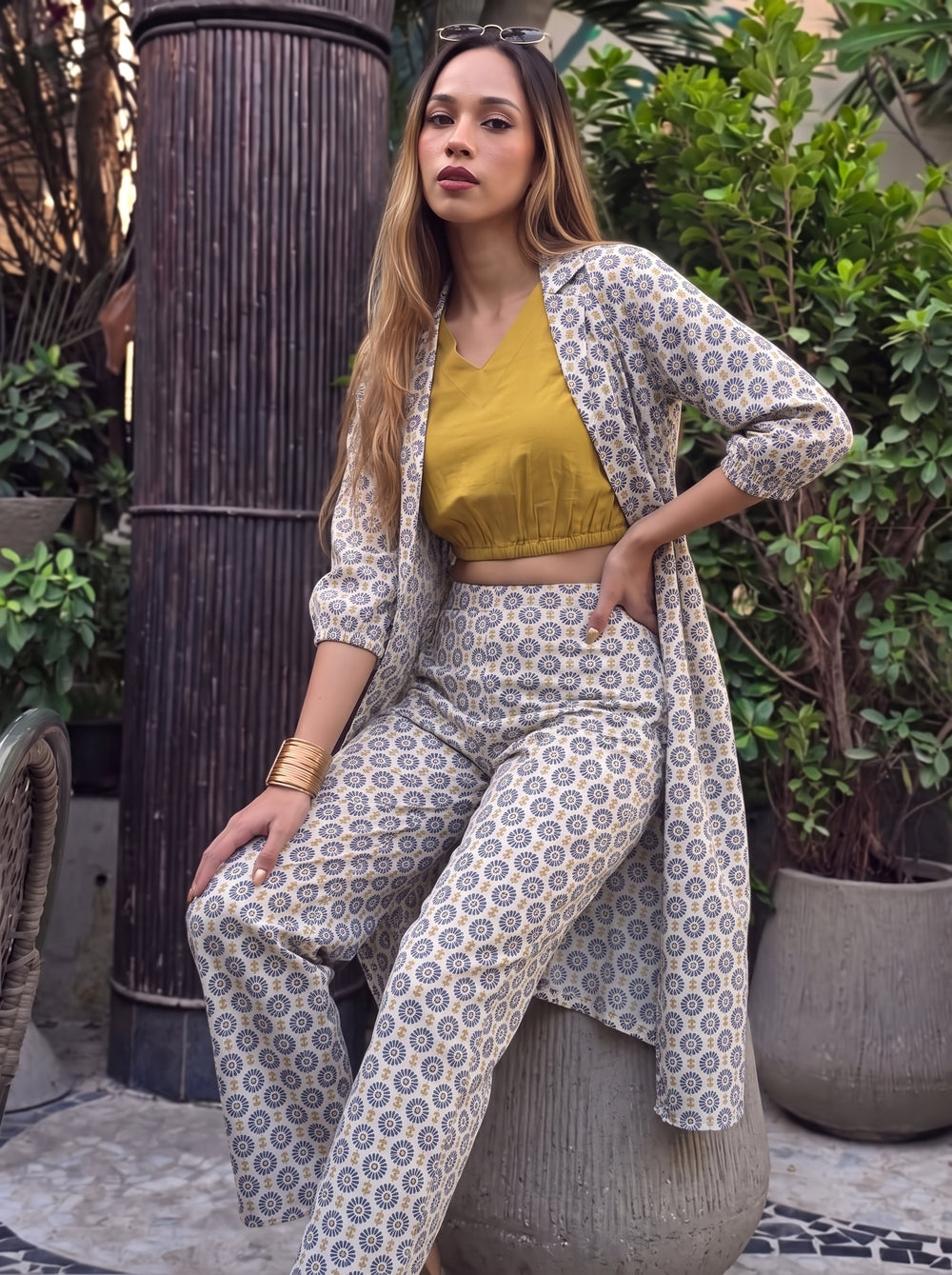 Avni Printed 3-Piece Co-Ord Set styled view 6 – The Suitable