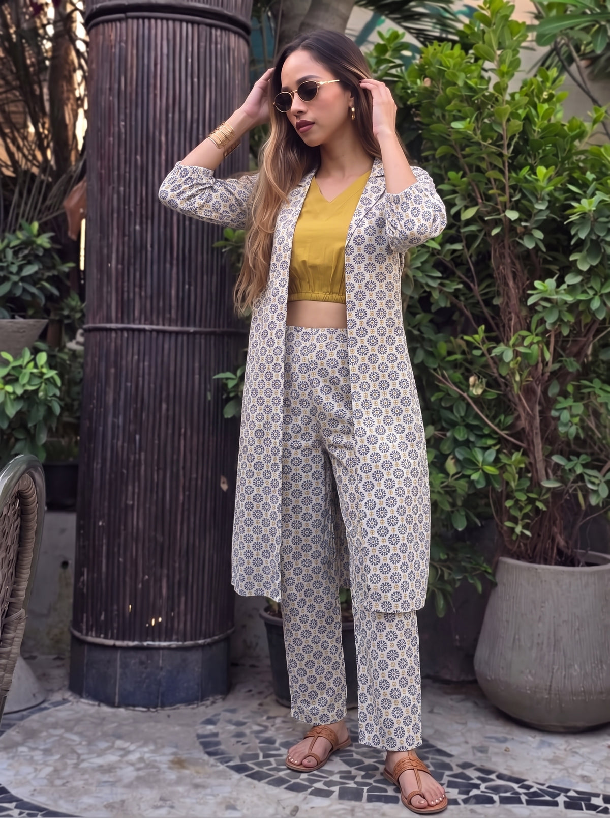 Avni Printed 3-Piece Co-Ord Set styled view – The Suitable