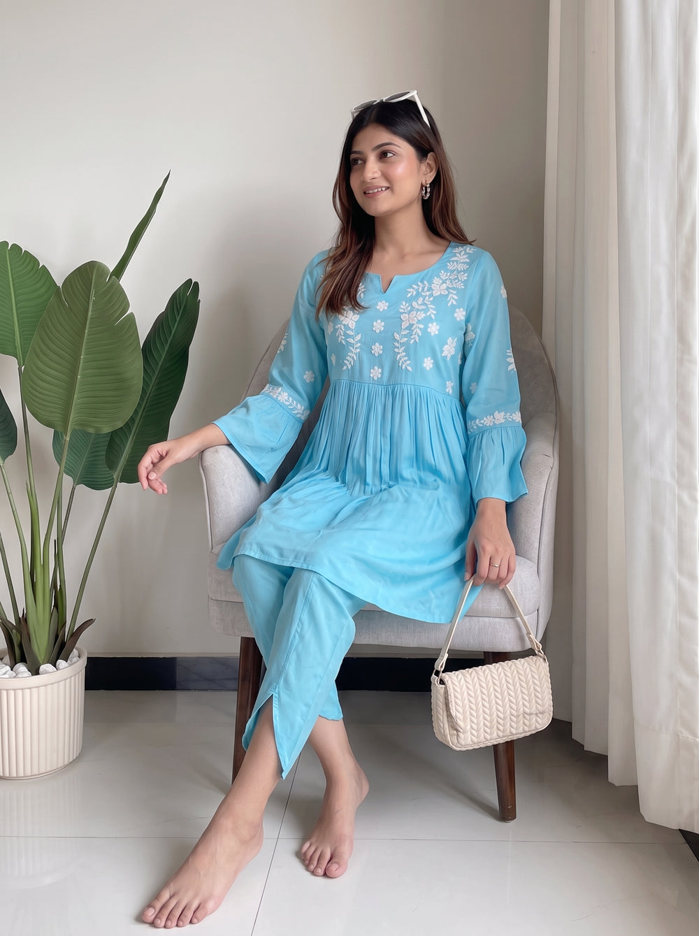 Naina Sky Blue Co-Ord Set styled view 7 – The Suitable