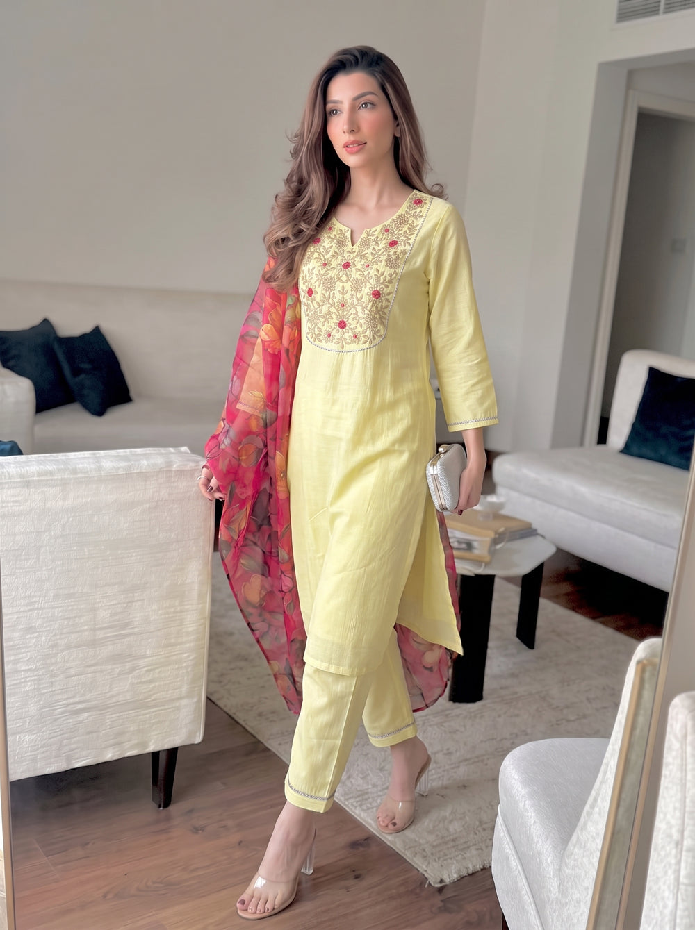 Aayat Butter Yellow Suit Set styled view 5 – The Suitable