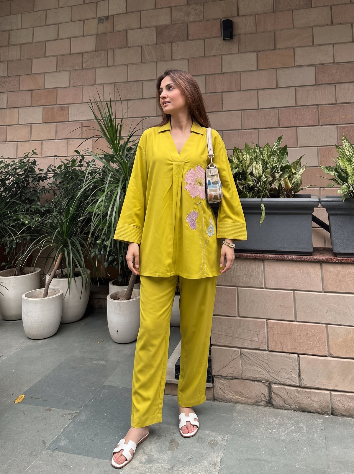 Kiara Yellow Co-Ord Set front view – The Suitable