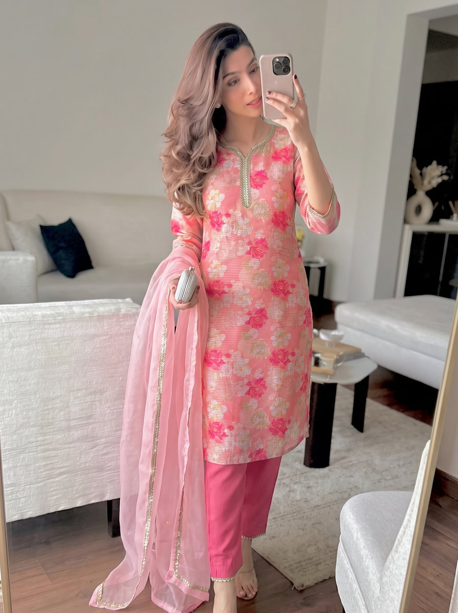 Meher Peach Suit Set front view – The Suitable