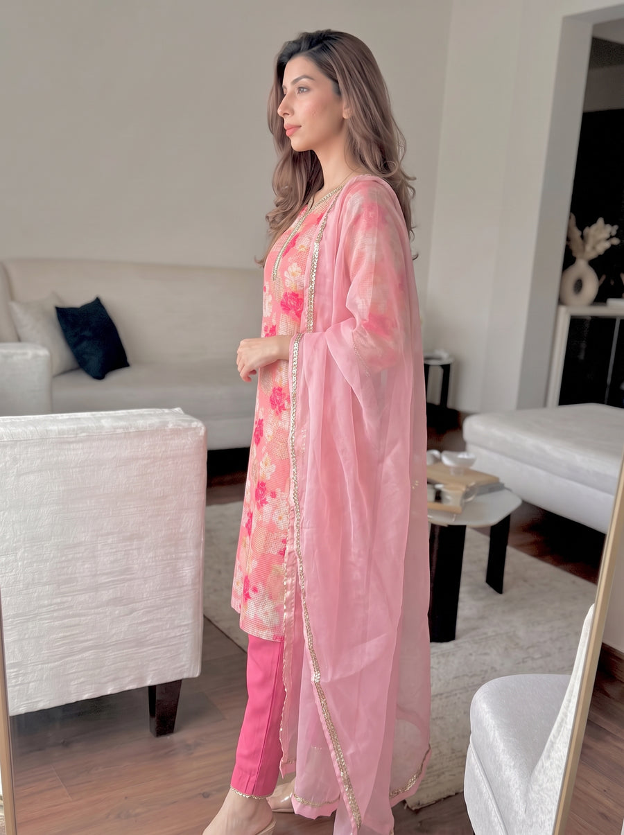 Meher Peach Suit Set side view – The Suitable