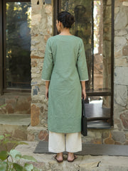 Kavya Green Kurta Set back view – The Suitable