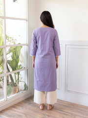 Kavya Purple Kurta Set back view – The Suitable