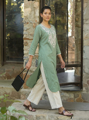 Kavya Green Kurta Set styled view 4 – The Suitable