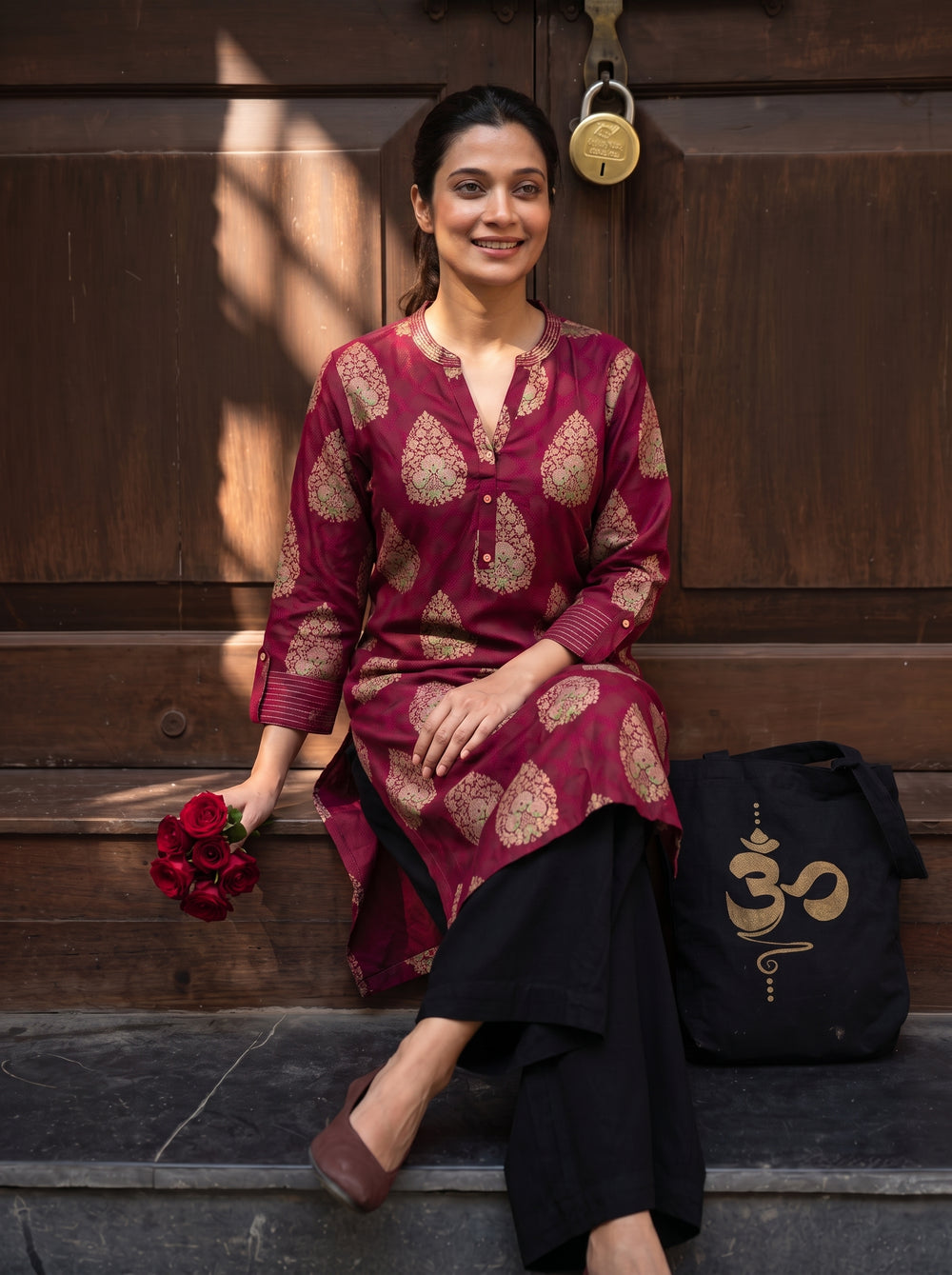 Ruhani Maroon Kurti styled view 7 – The Suitable