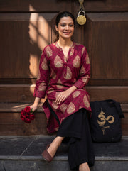 Ruhani Maroon Kurti styled view 7 – The Suitable