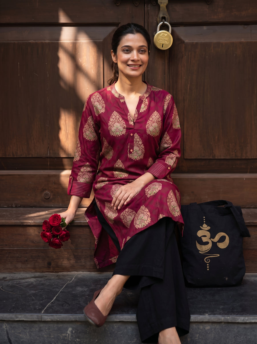 Ruhani Maroon Kurti styled view 7 – The Suitable