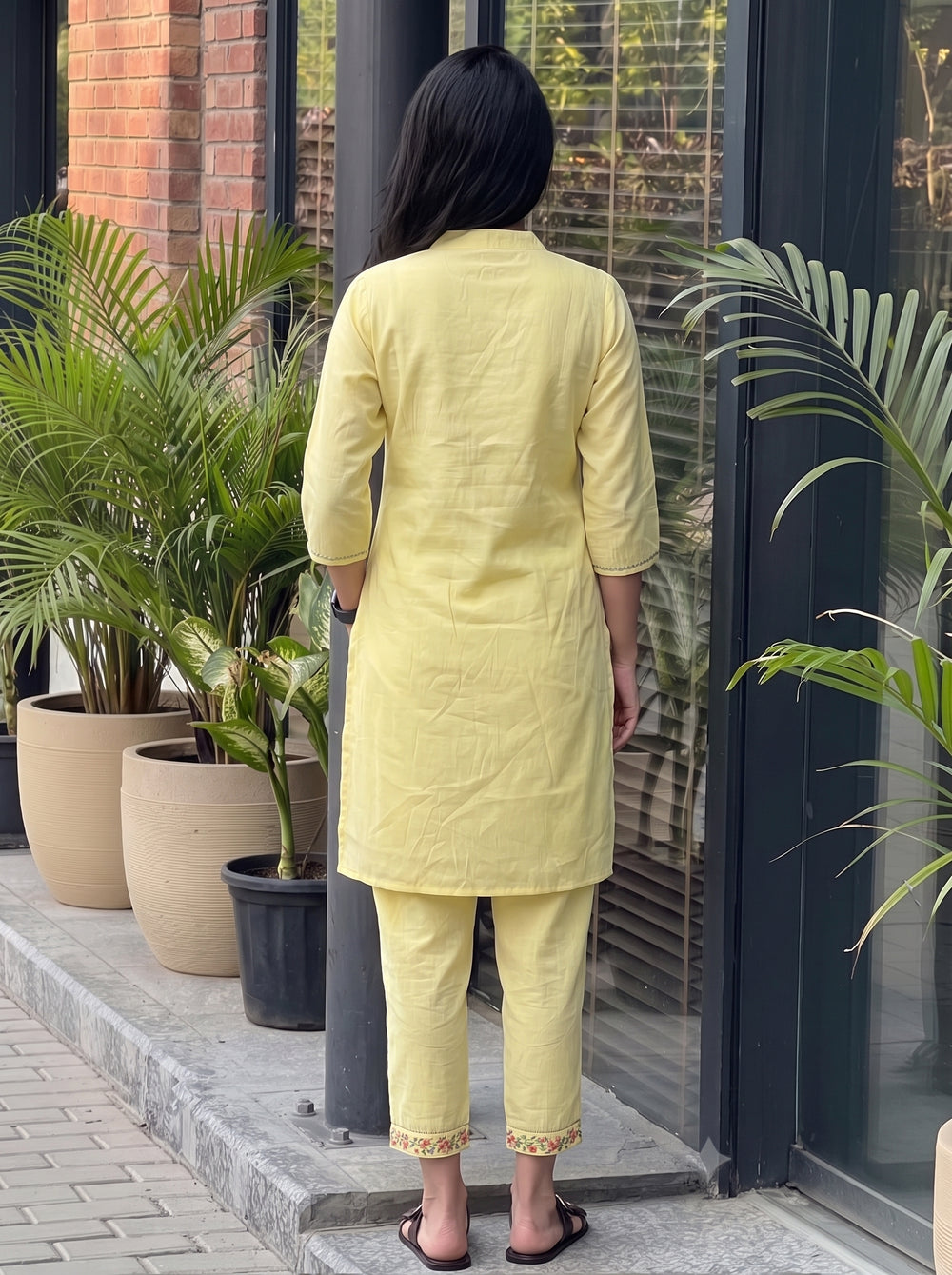 Noor Yellow Co-Ord Set back view – The Suitable