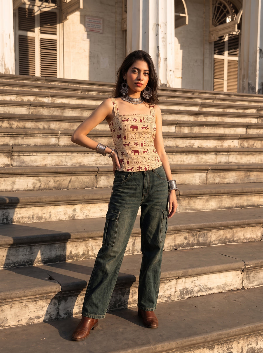 Gustaakh Beige Maroon styled view 7 – The Suitable