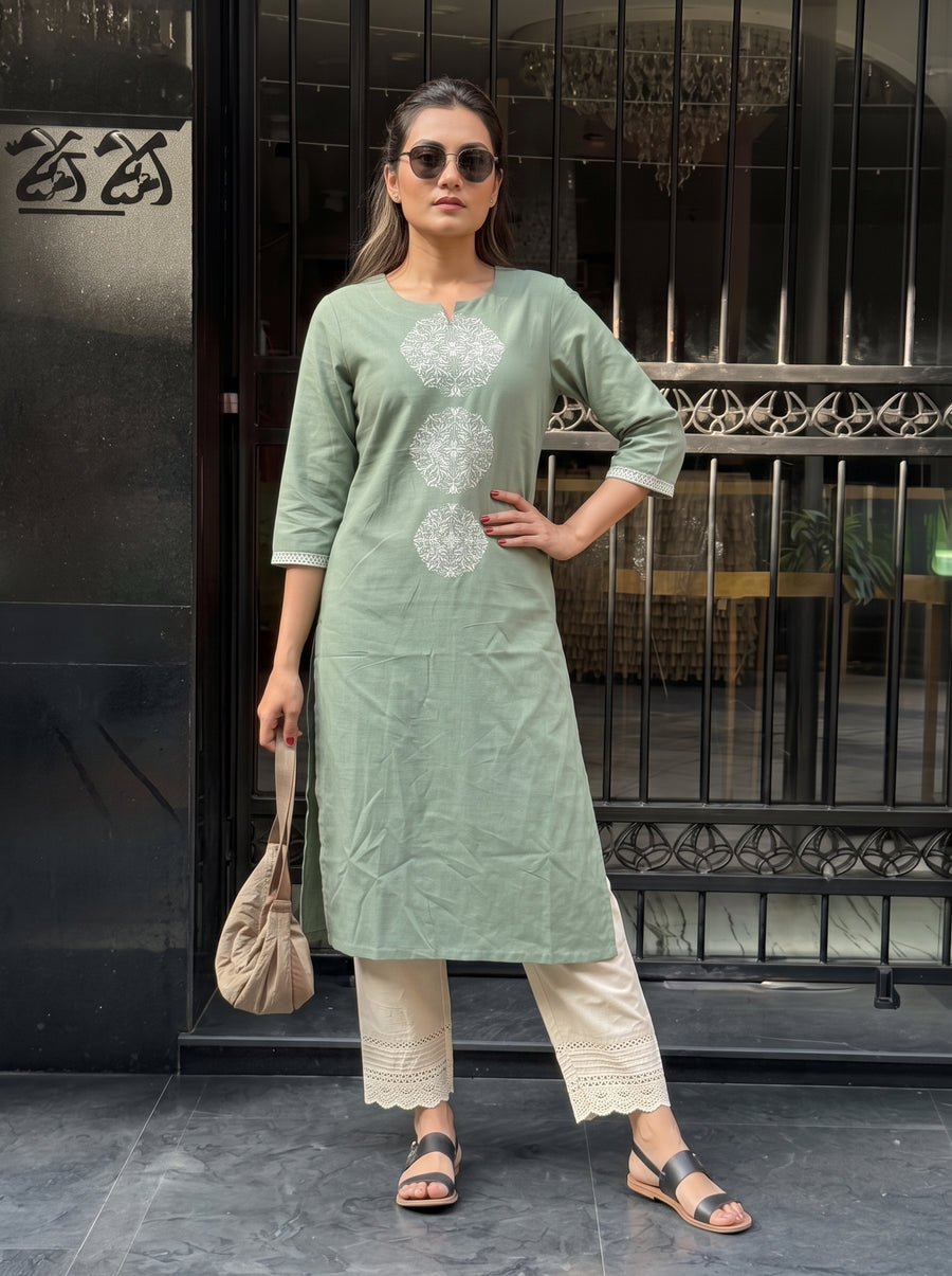Aaira Green Kurta Set styled view 5 – The Suitable