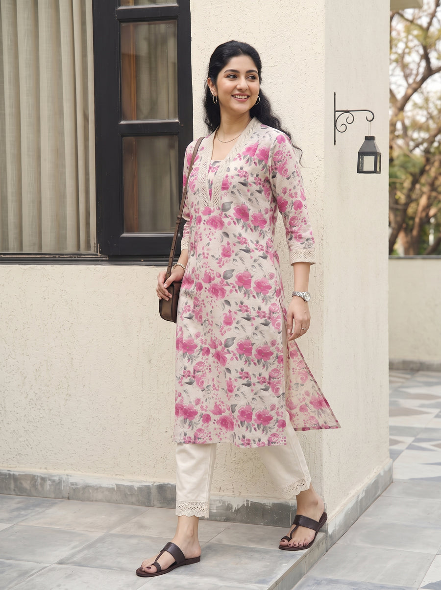 Inaaya Pink Kurta Set styled view 5 – The Suitable