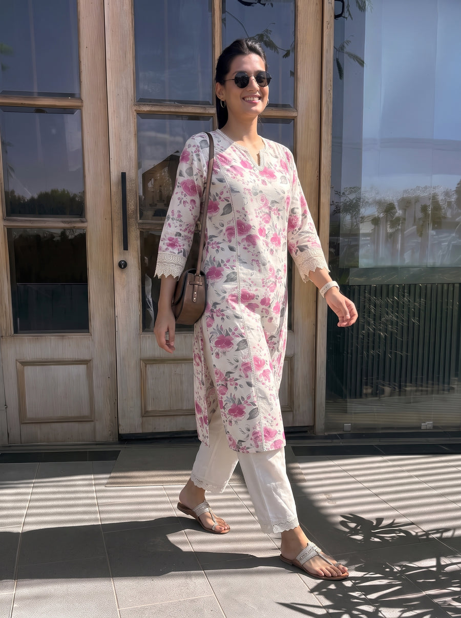 Amaya Pink Kurta Set styled view 5 – The Suitable