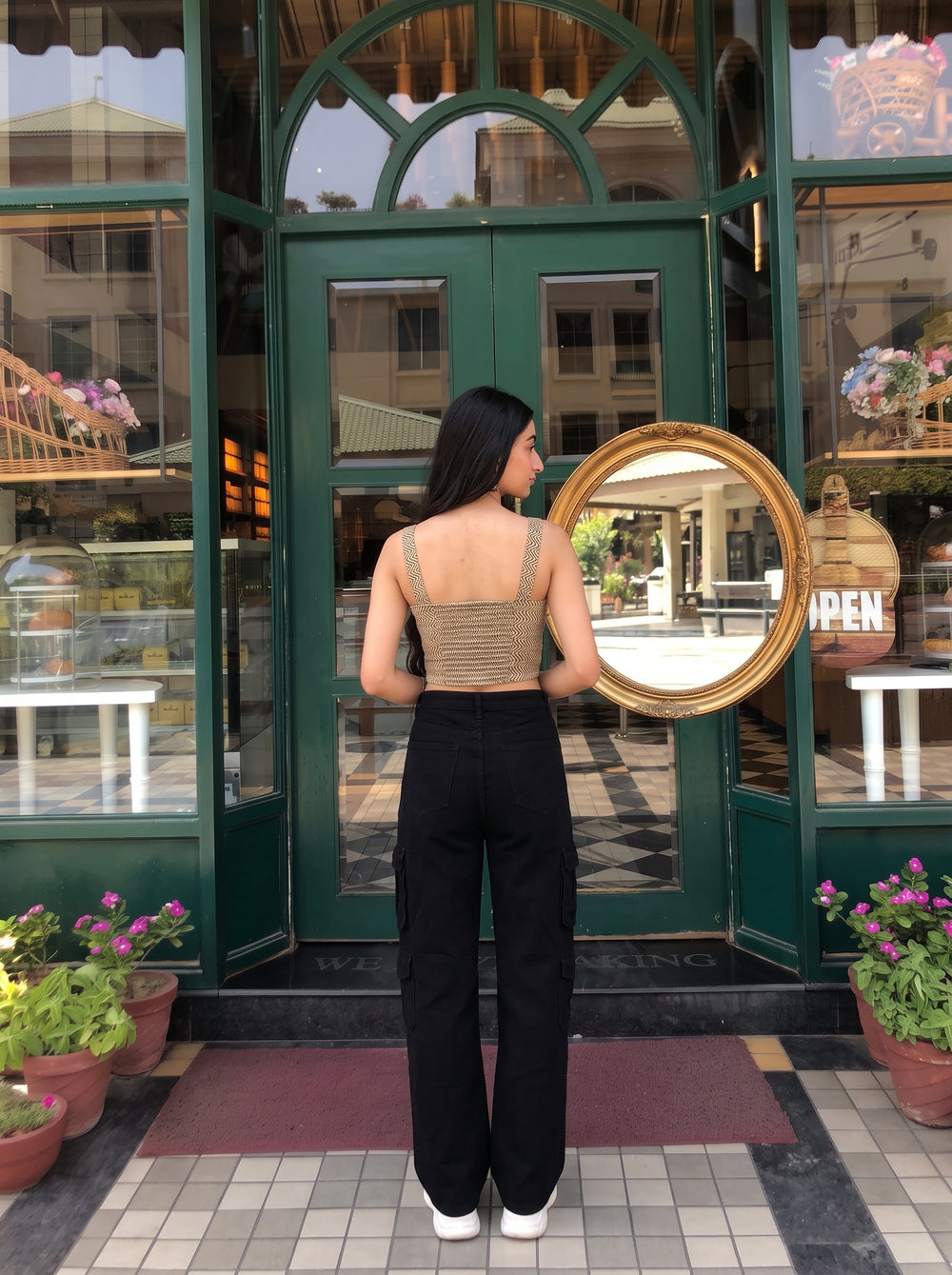 Nakhra Beige Black back view – The Suitable