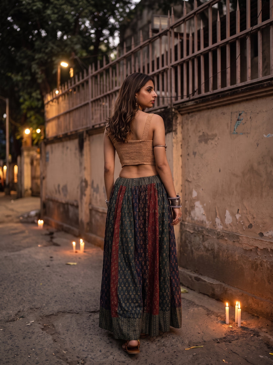 Nakhra Beige Maroon back view – The Suitable