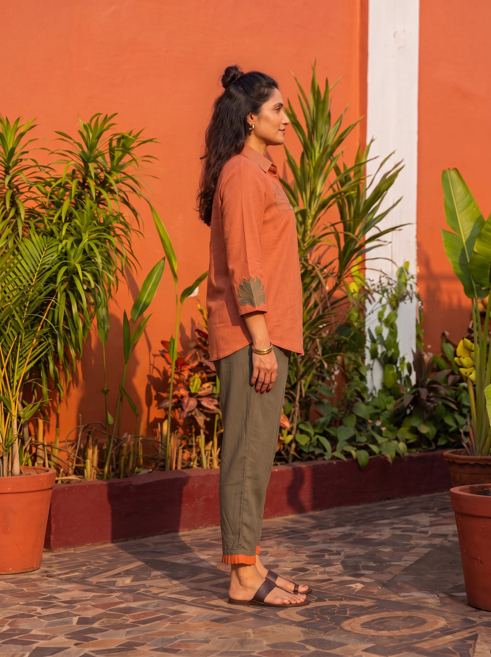 Riva Rust Orange Co-Ord Set side view – The Suitable