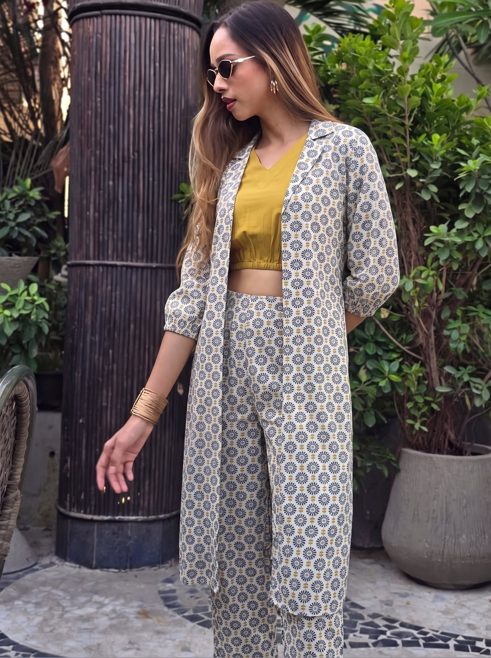 Avni Printed 3-Piece Co-Ord Set front view – The Suitable