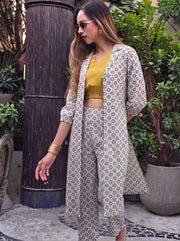 Avni Printed 3-Piece Co-Ord Set candid styled view – The Suitable