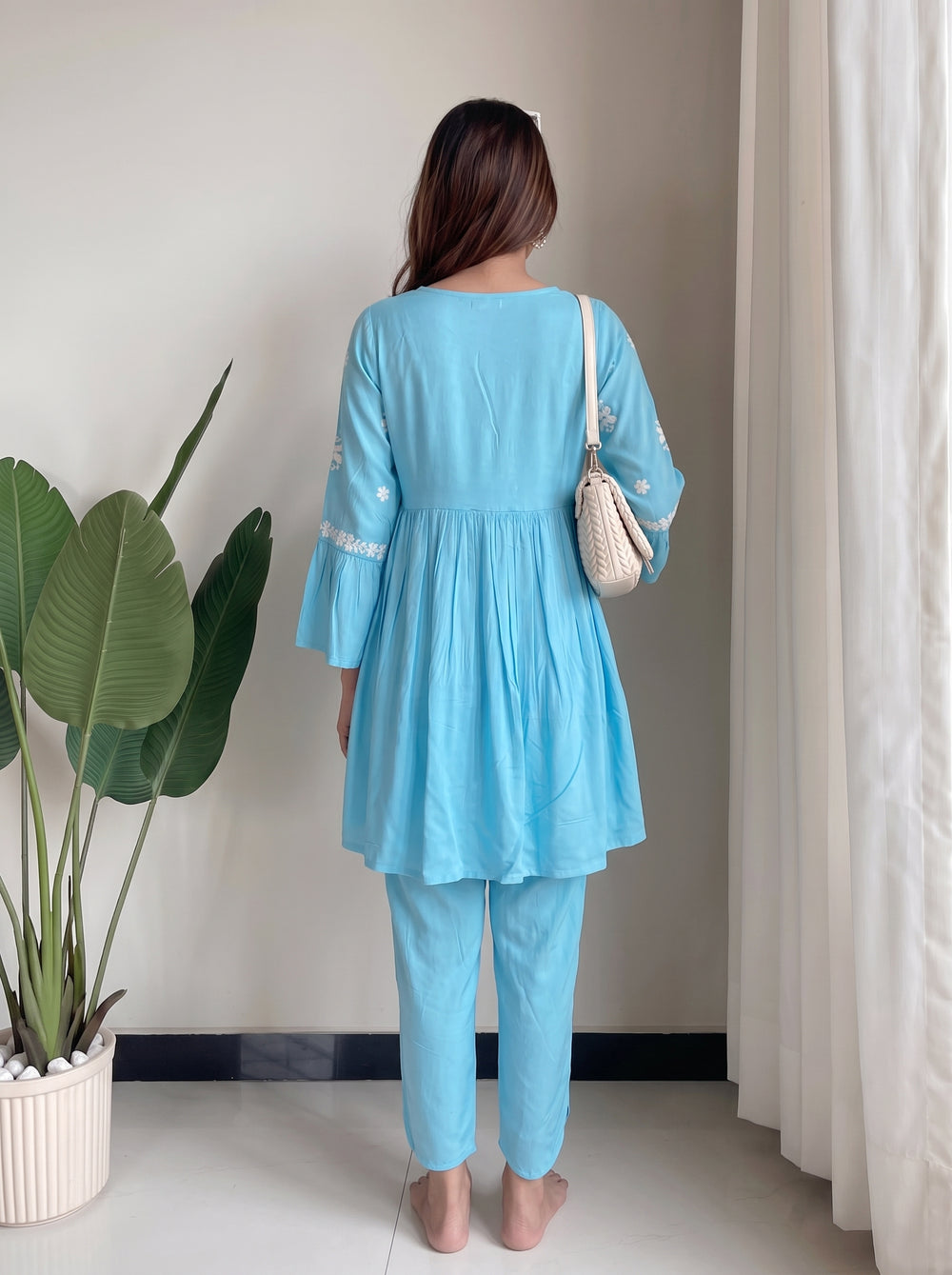 Naina Sky Blue Co-Ord Set back view – The Suitable