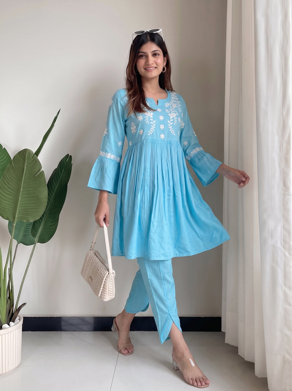 Naina Sky Blue Co-Ord Set styled view 5 – The Suitable