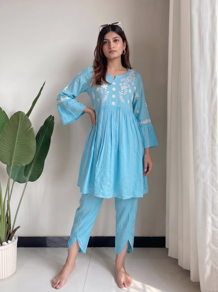 Naina Sky Blue Co-Ord Set styled view 6 – The Suitable