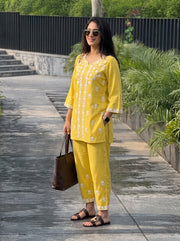 Zeenat Yellow Co-Ord Set front view – The Suitable