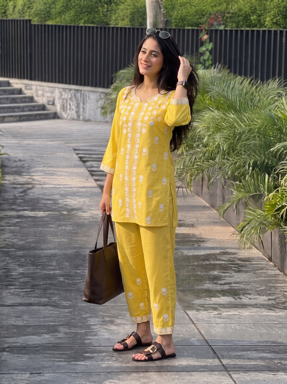 Zeenat Yellow Co-Ord Set styled view – The Suitable