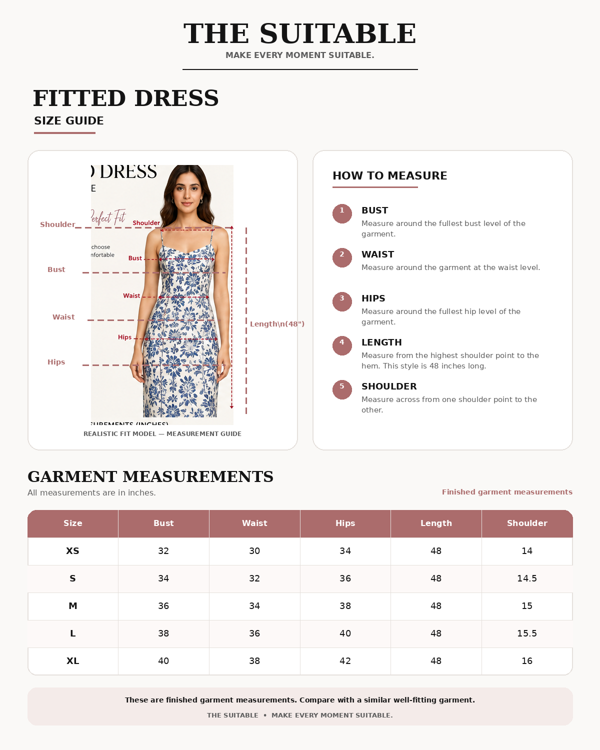 The Suitable size guide