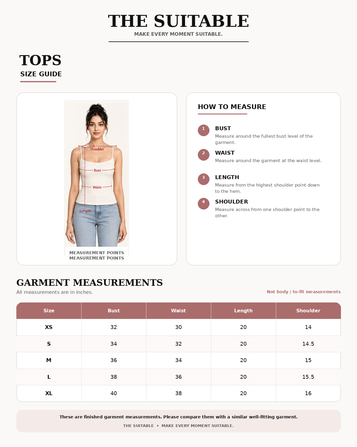 The Suitable size guide