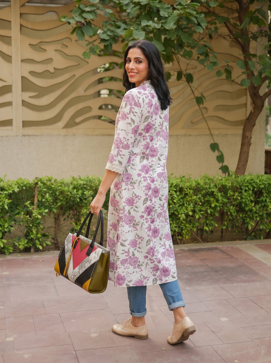 Misha A-Line Kurta over-shoulder styled view – The Suitable