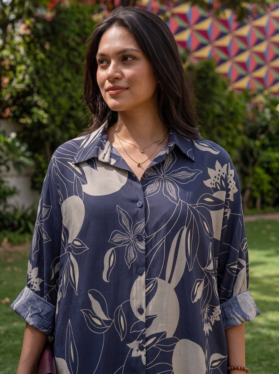 Tara Teal Blue Co-Ord Set neckline detail – The Suitable