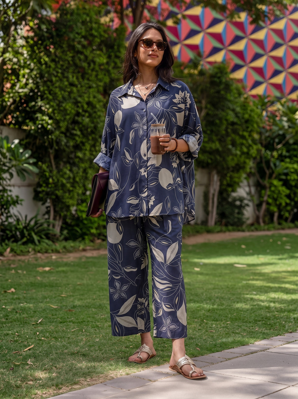 Tara Teal Blue Co-Ord Set front view – The Suitable