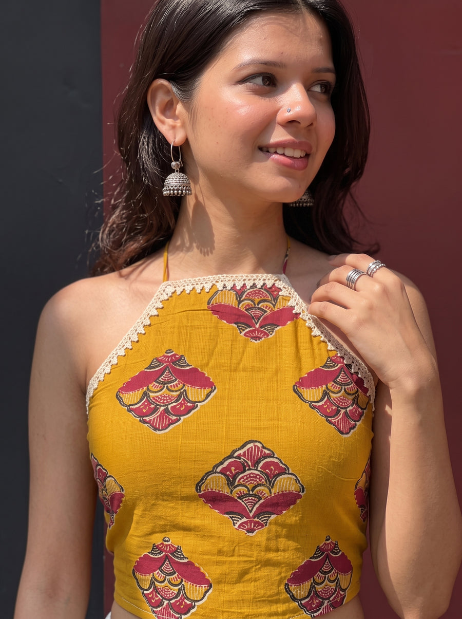 Zevar Mustard neckline detail – The Suitable