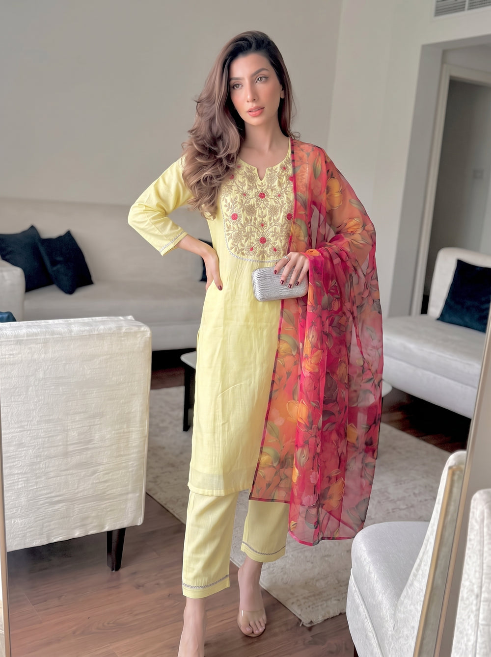 Aayat Butter Yellow Suit Set styled view 6 – The Suitable