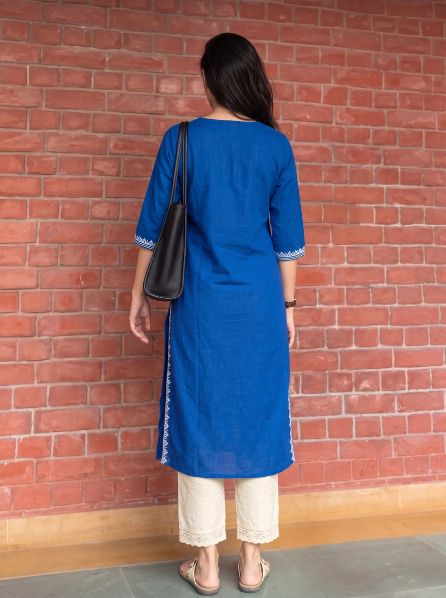 Aaira Blue Kurta Set back view – The Suitable