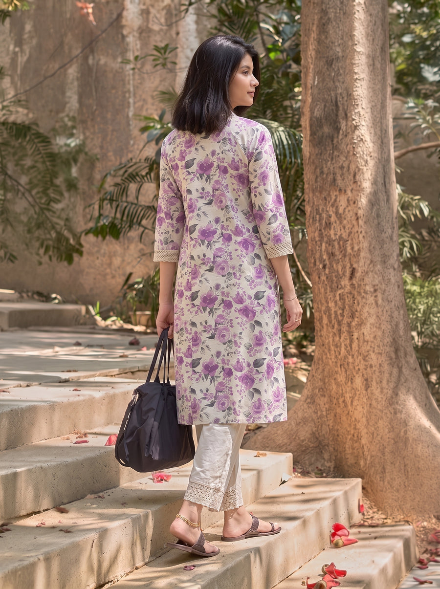 Inaaya Purple Kurta Set styled view 7 – The Suitable
