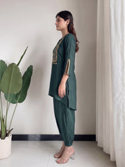 Nayab Dark Green Co-Ord Set side view – The Suitable
