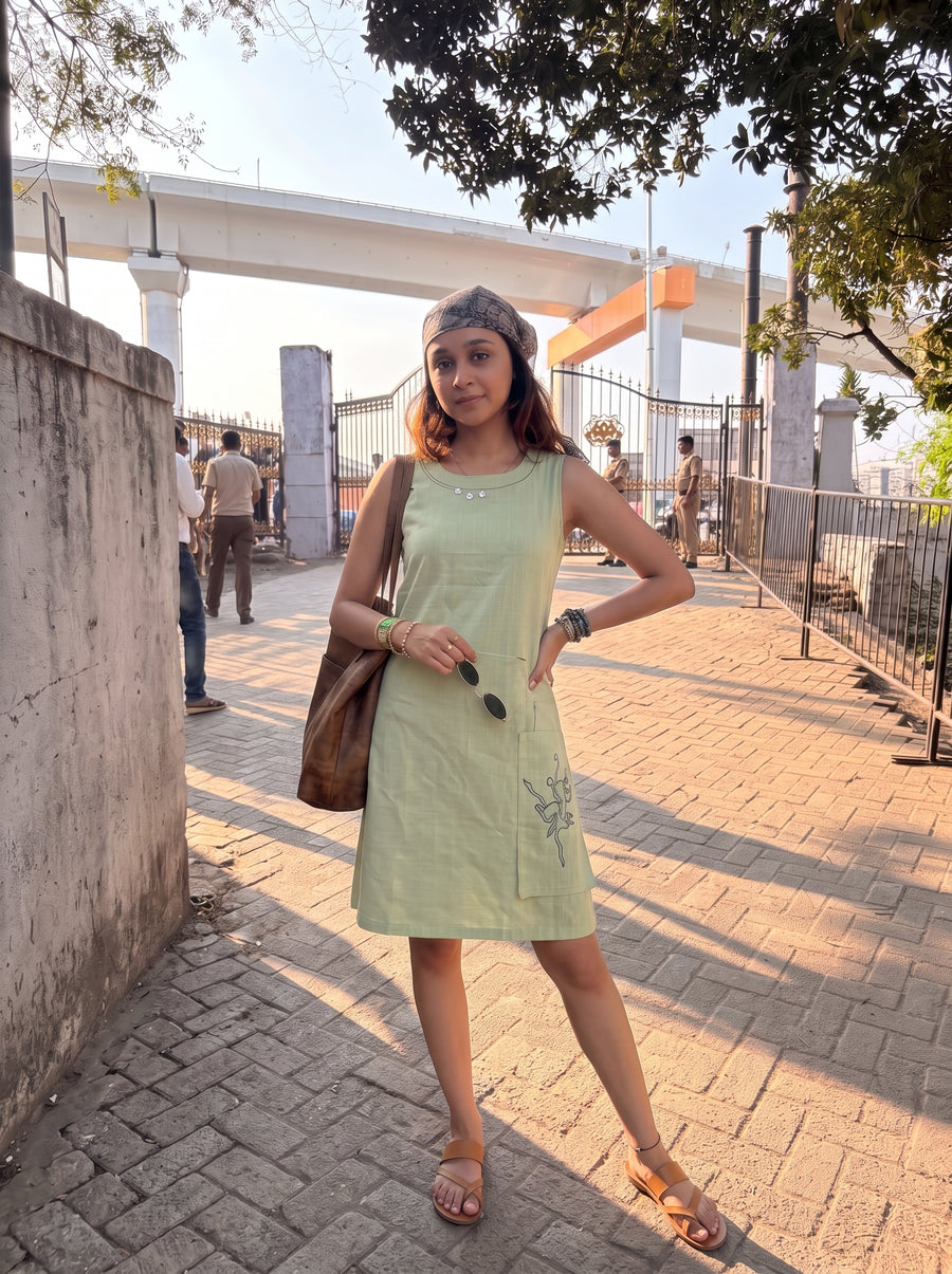 Elina Sage Green Midi Dress styled view 6 – The Suitable