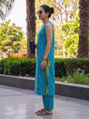 Ira Blue Co-Ord Set side view – The Suitable