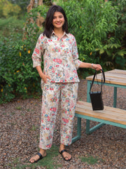 Nysa Off White Printed Co-Ord Set front view – The Suitable