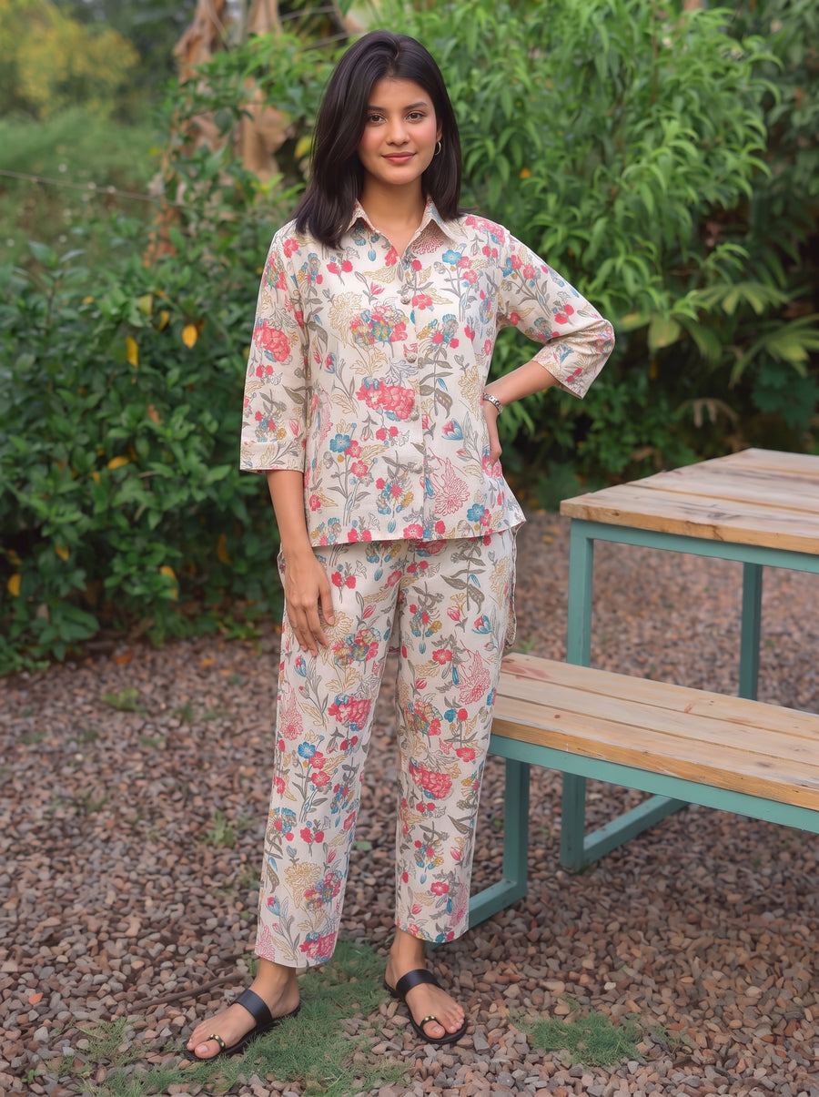Nysa Off White Printed Co-Ord Set styled view 5 – The Suitable
