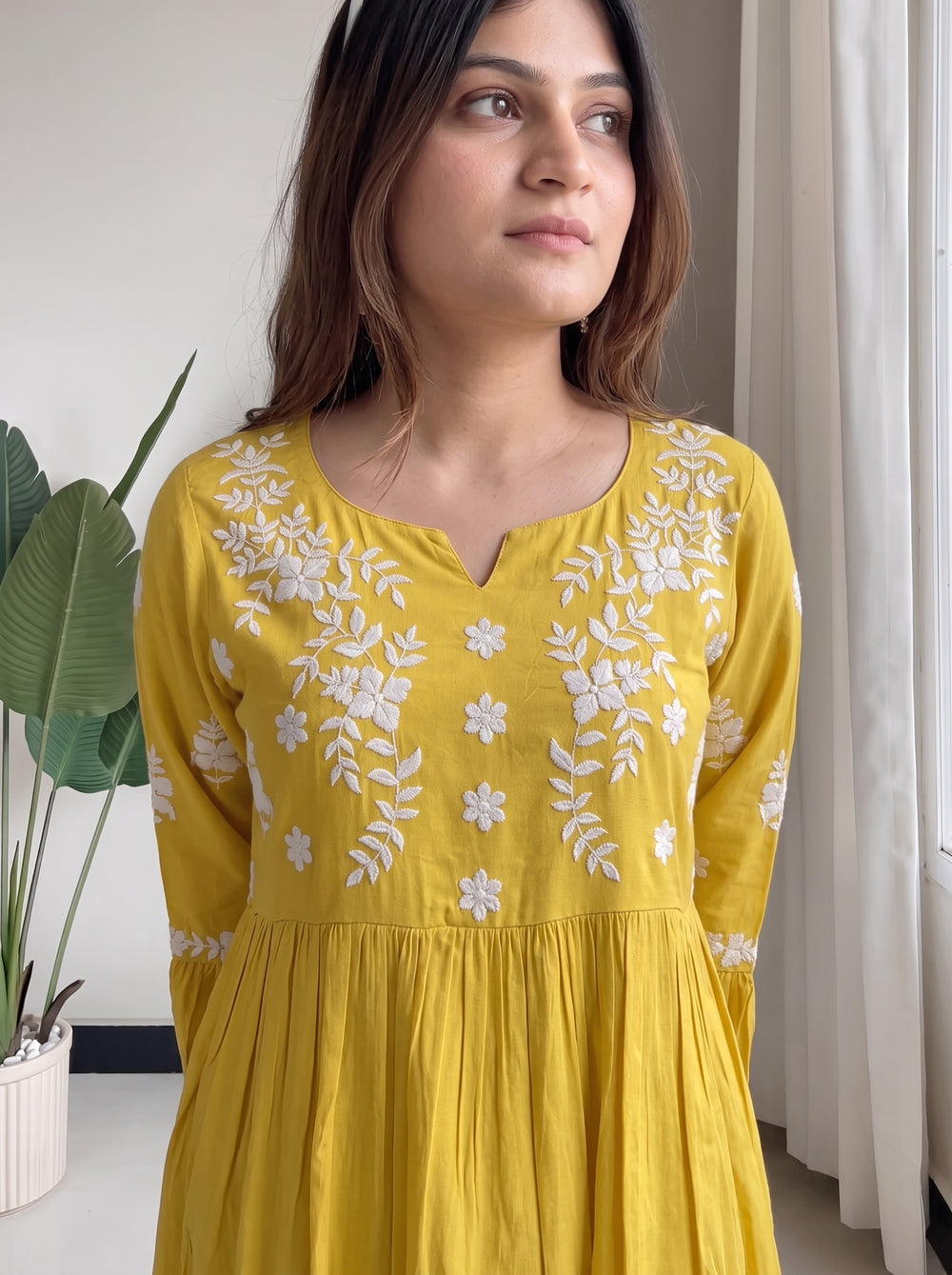 Naina Yellow Co-Ord Set neckline detail – The Suitable
