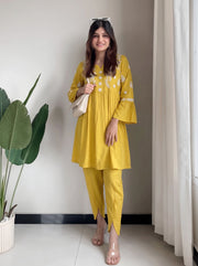 Naina Yellow Co-Ord Set front view – The Suitable