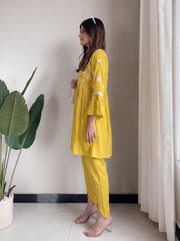 Naina Yellow Co-Ord Set side view – The Suitable