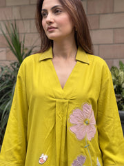 Kiara Yellow Co-Ord Set neckline detail – The Suitable