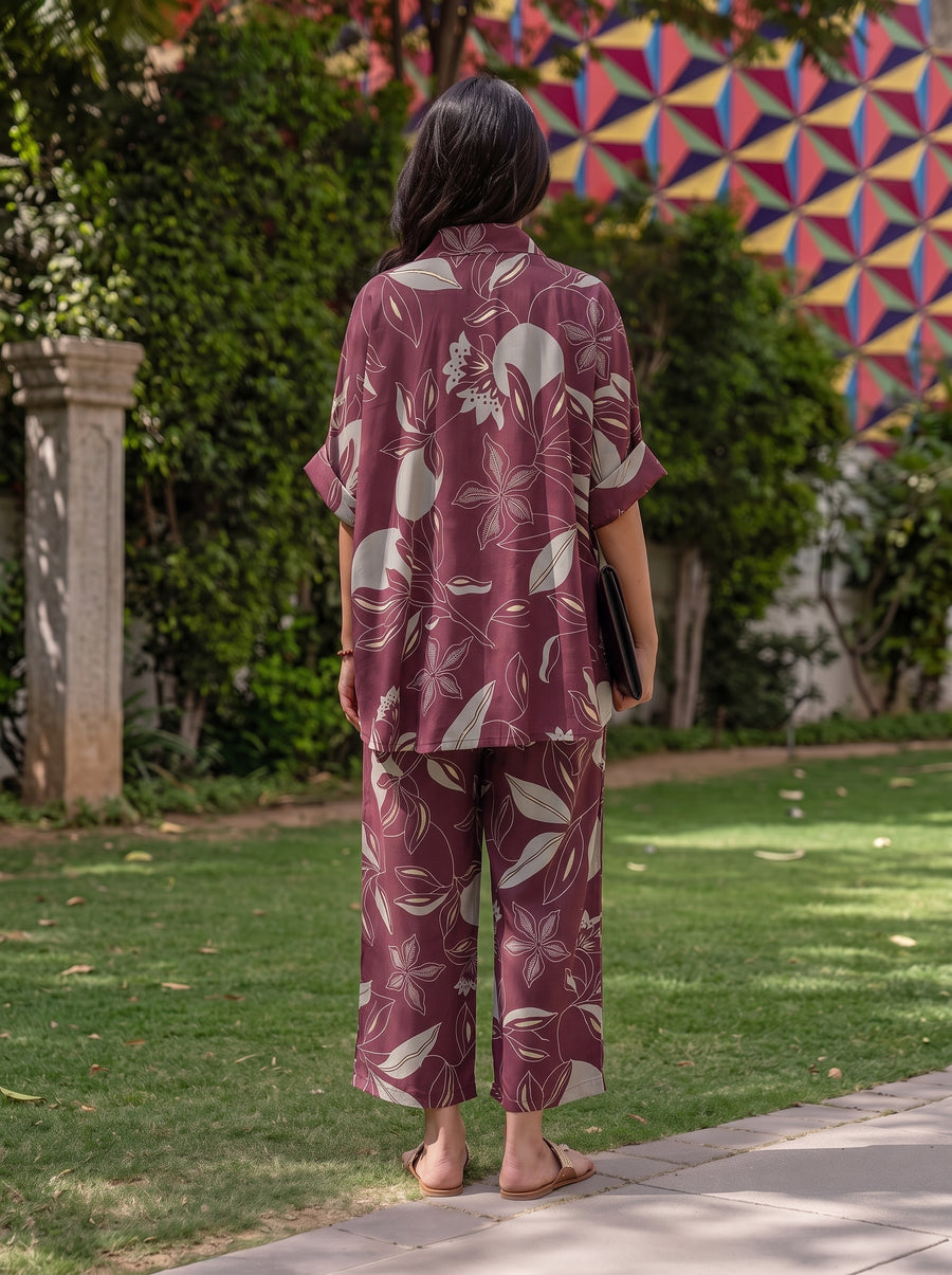 Tara Maroon Co-Ord Set back view – The Suitable